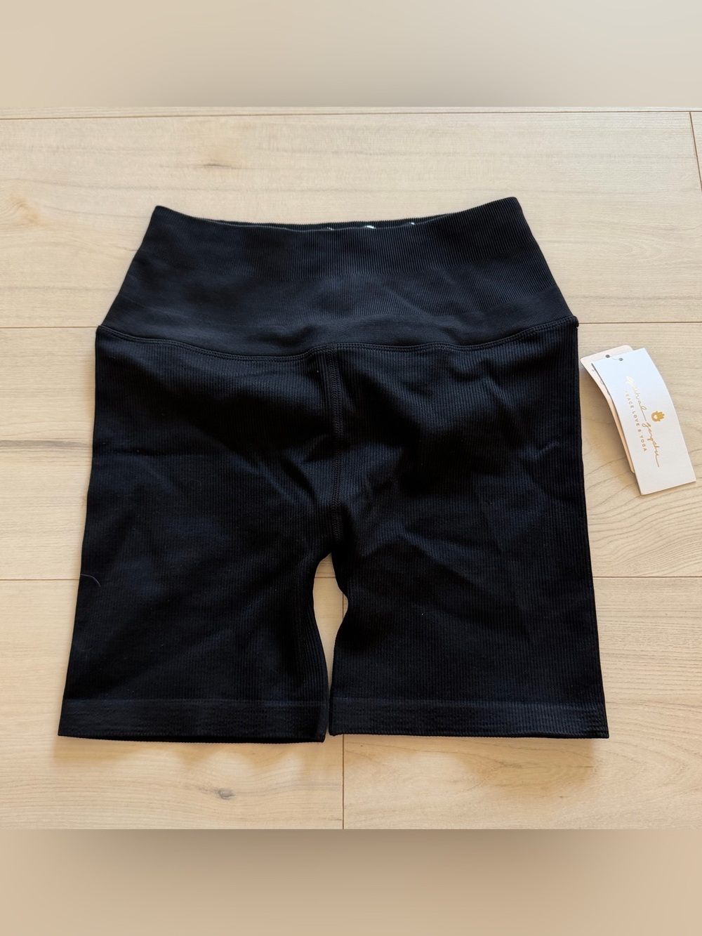 NWT Spiritual Gangster Black Ribbed High-Waist Bike Shorts